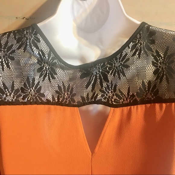 Orange and black lace blouse top - Picture 5 of 8